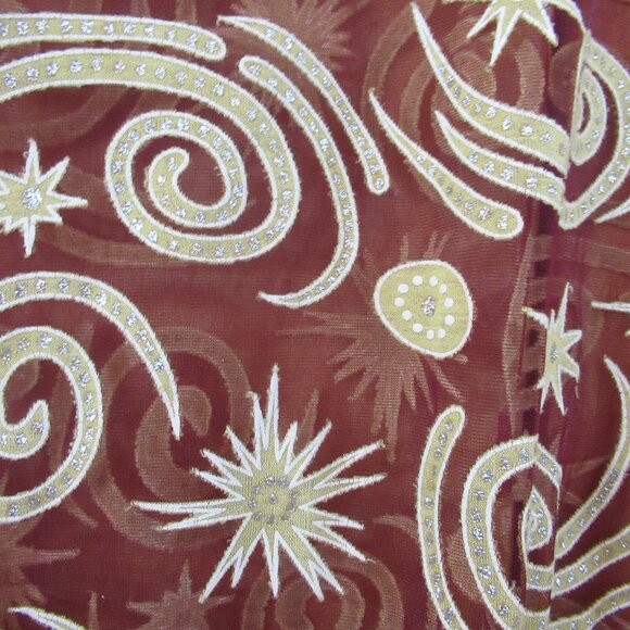 Magical, Mystical Gold & Red Scarf, Wrap, Vintage, Glitter, 1980s - Picture 7 of 11